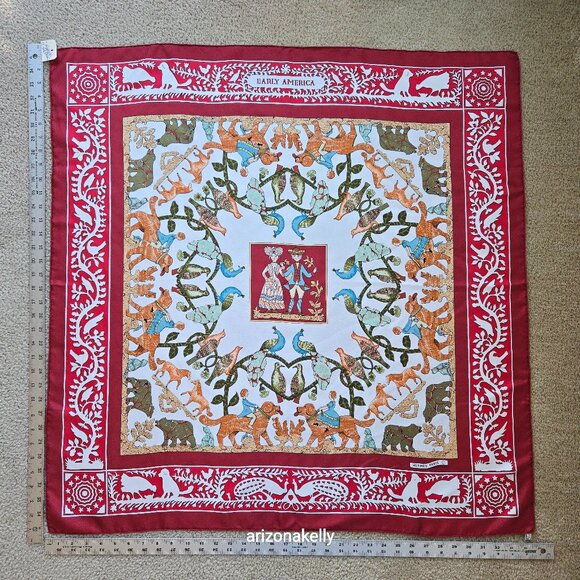 Hermès Early America Silk Scarf Françoise de la Perrière 1981